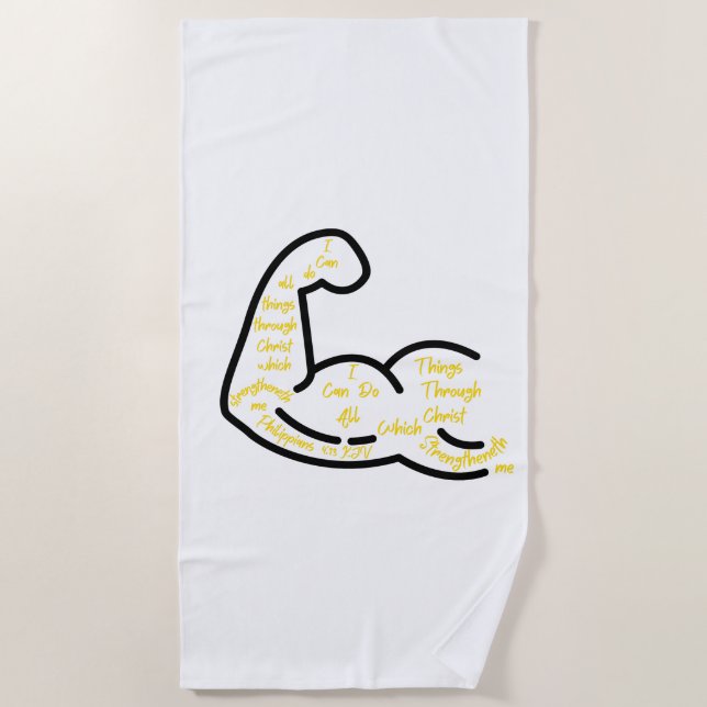 Philippians 4:13 KJV Bible Verse Beach Towel (Front)