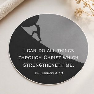 Philippians 4:13 KJV Bible Verse Giant Stone Classic Round Sticker