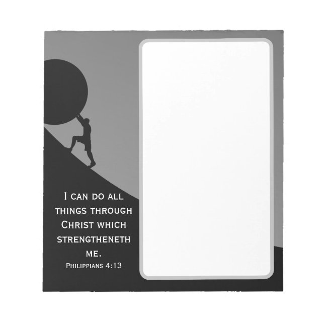 Philippians 4:13 KJV Bible Verse Giant Stone  Notepad (Front)