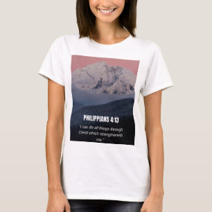 Philippians 4:13 KJV Bible Verse Mountain & Forest T-Shirt