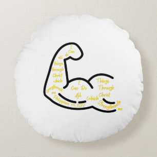 Philippians 4:13 KJV Bible Verse Round Cushion
