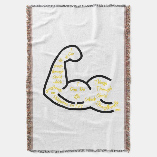 Philippians 4:13 KJV Bible Verse Throw Blanket (Front Vertical)