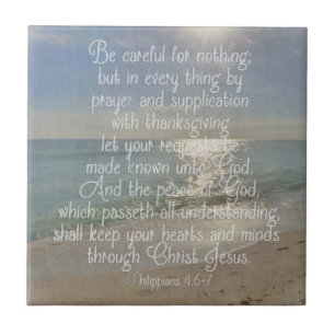Philippians 4:13 Peace Bible Verse Beach Christian Ceramic Tile