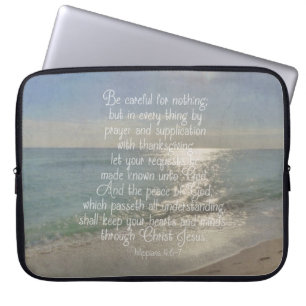 Philippians 4:13 Peace Bible Verse Beach Christian Laptop Sleeve