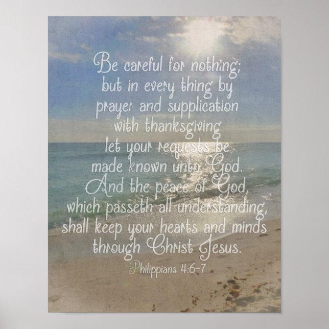 Philippians 4:13 Peace Bible Verse Beach Christian Poster (Front)