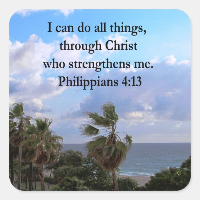 PHILIPPIANS 4:13 PRAYER SQUARE STICKER (Front)