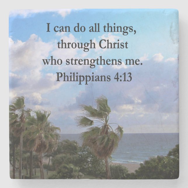 PHILIPPIANS 4:13 PRAYER STONE COASTER (Front)