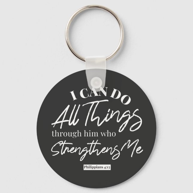 Philippians 4:13 quotes black ver key ring (Front)