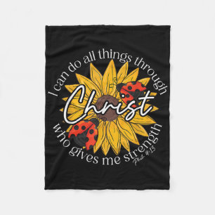Philippians 4;13 Religious Ladybug Strengthens Chr Fleece Blanket