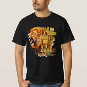 Philippians 4:13 Religious Lion Strengthens  T-Shirt