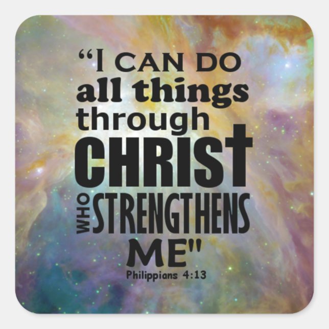Philippians 4:13 square sticker (Front)