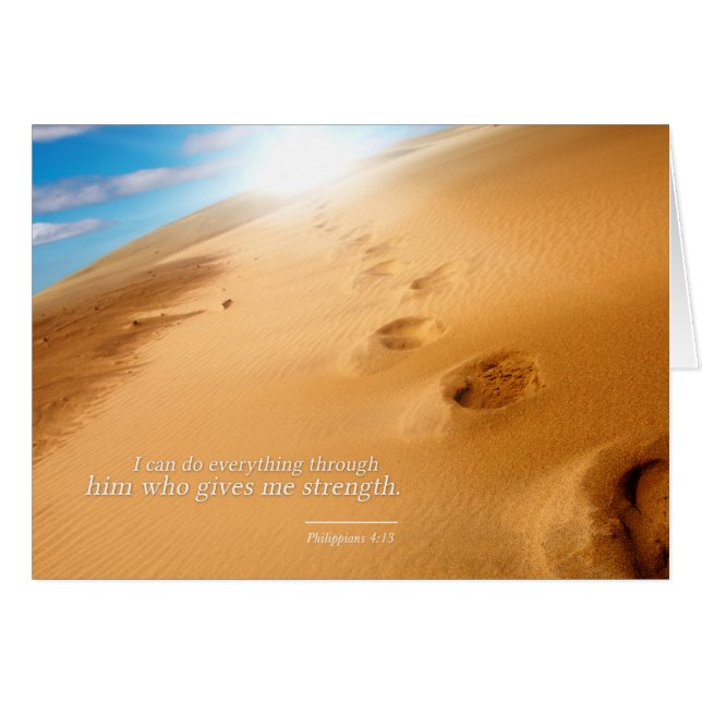 Philippians 4:13 Verse Desert Footsteps Strength (Front Horizontal)