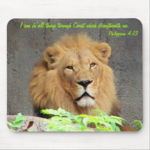 Philippians 4:13 with Male Lion Mouse Pad