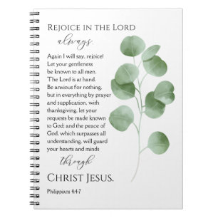 Philippians 4:4-7 Bible Verses Eucalyptus Leaves Notebook