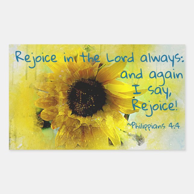 Philippians 4:4 Rejoice in the Lord Always! Bible Rectangular Sticker (Front)