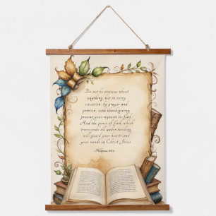 Philippians 4:6-7 Christian Bible Verse Art Hanging Tapestry