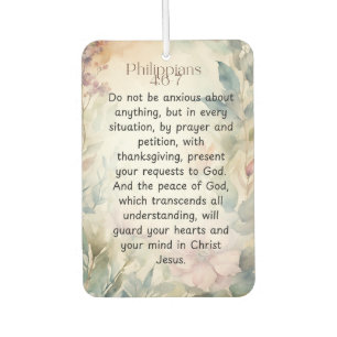 Philippians 4:6-7 Christian Bible Verse Watercolor Car Air Freshener
