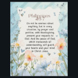 Philippians 4:6-7 Christian Bible Verse Watercolor Flyer<br><div class="desc">This scripture design features the uplifting Bible verse Philippians 4:6-7, beautifully set against a vibrant watercolor wallpaper background. The lively colours blend harmoniously, creating an atmosphere of joy and peace. The flowing brushstrokes and gentle hues evoke a sense of calm, reflecting the verse’s themes of tranquillity and trust in God....</div>