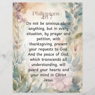 Philippians 4:6-7 Christian Bible Verse Watercolor Flyer
