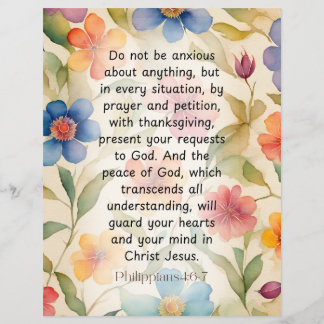 Philippians 4:6-7 Christian Bible Verse Watercolor Flyer