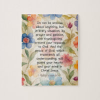 Philippians 4:6-7 Christian Bible Verse Watercolor