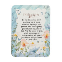 Philippians 4:6-7 Christian Bible Verse Watercolor