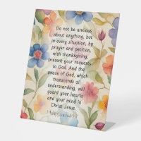 Philippians 4:6-7 Christian Bible Verse Watercolor