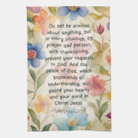 Philippians 4:6-7 Christian Bible Verse Watercolor