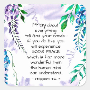 Philippians 4:6-7 Pray about Everything Square Sticker