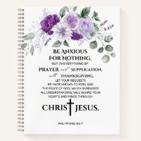 Philippians 4:6-7 Scripture Purple Flowers