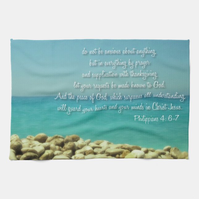 Philippians 4:6-7 tea towel (Horizontal)