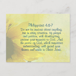Philippians 4:6-7 The Peace of God, Bible Verse Holiday Postcard