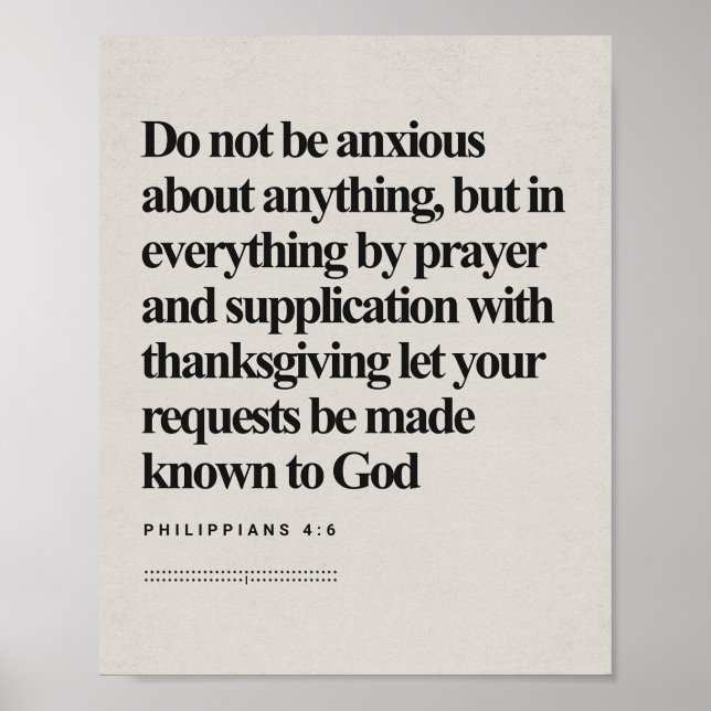 Philippians 4:6 - "Anxious for Nothing" Bible Poster (Front)