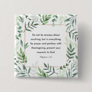 Philippians 4:6, Bible Verse, 15 Cm Square Badge
