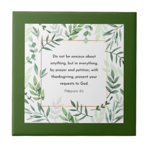 Philippians 4:6, Bible Verse, Ceramic Tile