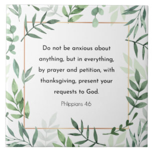 Philippians 4:6, Bible Verse, Christianity Ceramic Tile