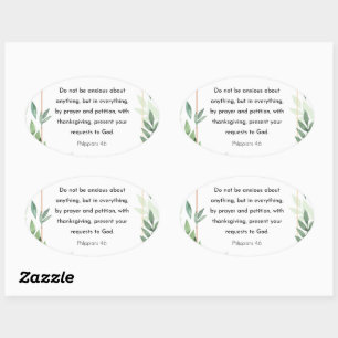 Philippians 4:6, Bible Verse Oval Sticker
