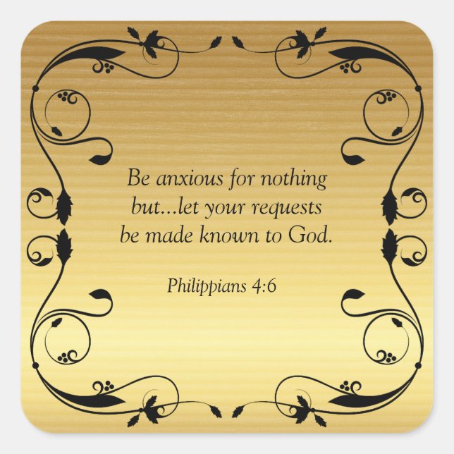 Philippians 4-6, Bible Verse, Square Sticker (Front)