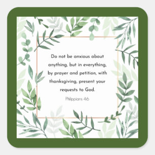 Philippians 4:6, Bible Verse, Square Sticker