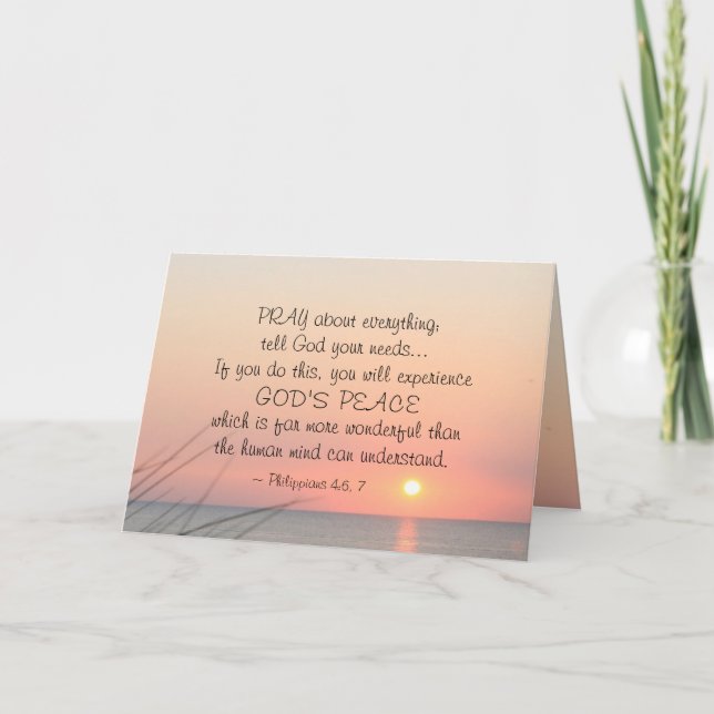 Philippians 4:6 Pray About Everything Ocean Sunset Card (Front)