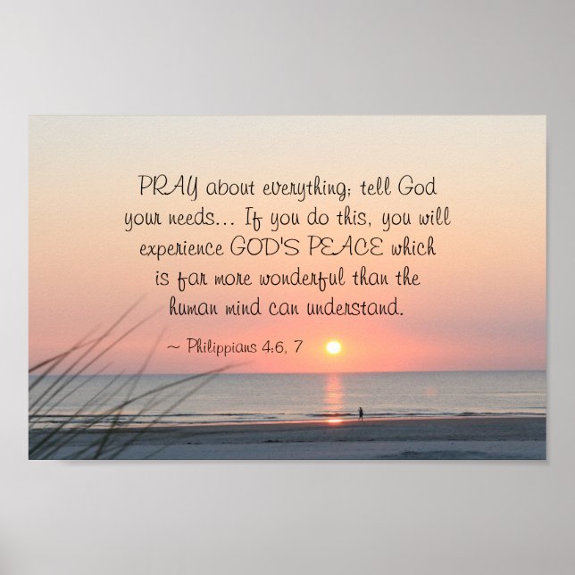 Philippians 4:6 Pray About Everything Ocean Sunset Poster (Front)