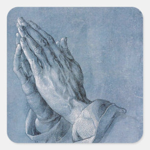 Philippians 4:6 Praying Hands Square Stickers. Square Sticker
