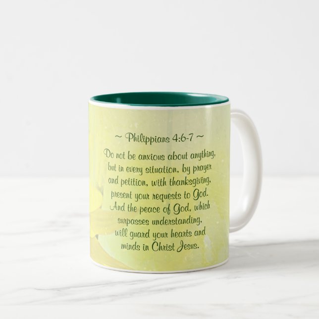 Philippians 4:7 Peace of God will guard your heart Two-Tone Coffee Mug (Front Right)
