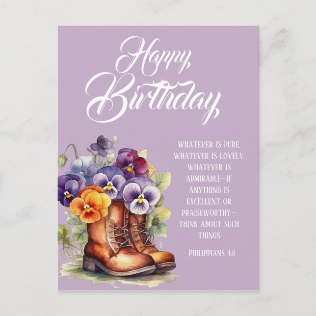 Philippians 4:8 Christian Birthday Greetings Postcard (Front)