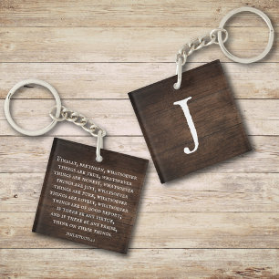 Philippians 4:8 King James Bible Inspirational  Key Ring
