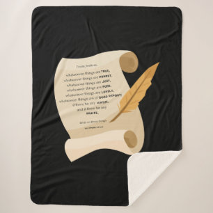 Philippians 4:8 KJV Bible Quote Scroll Sherpa Blanket