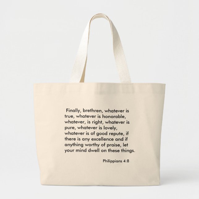 Philippians 4:8 large tote bag (Front)