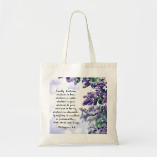 Philippians 4:8 Whatever is Admirable Bible Verse Tote Bag