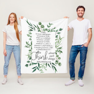 Philippians 4:8 Whatever is Noble Eucalyptus Fleece Blanket