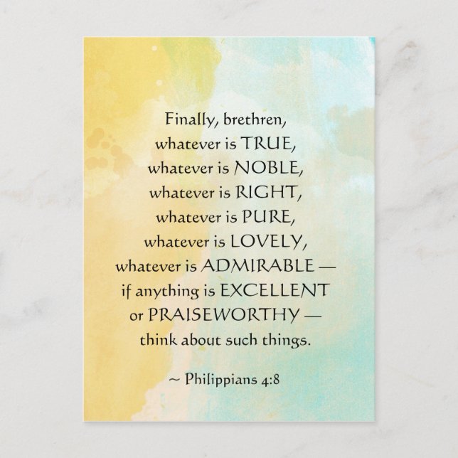 Philippians 4:8 Whatever is True, Postcard (Front)